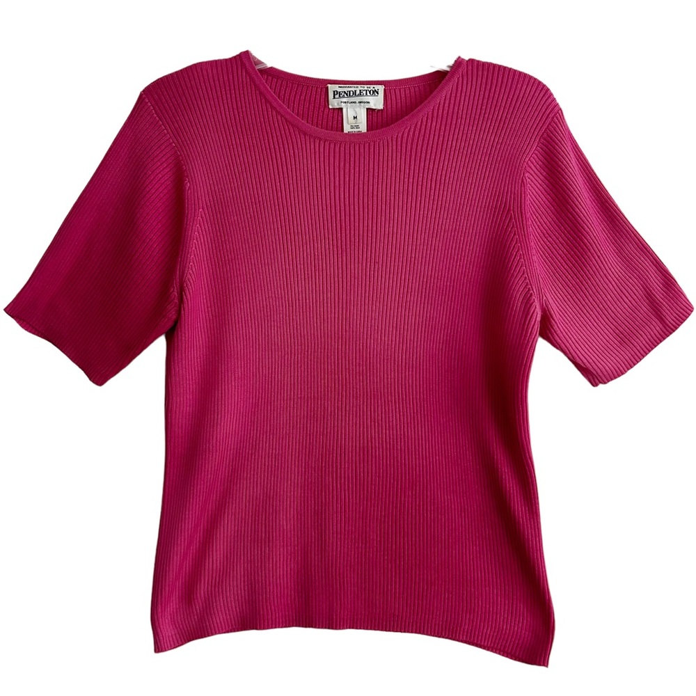 Pendleton Raspberry Pink Silk Sweater M Euc - image 1
